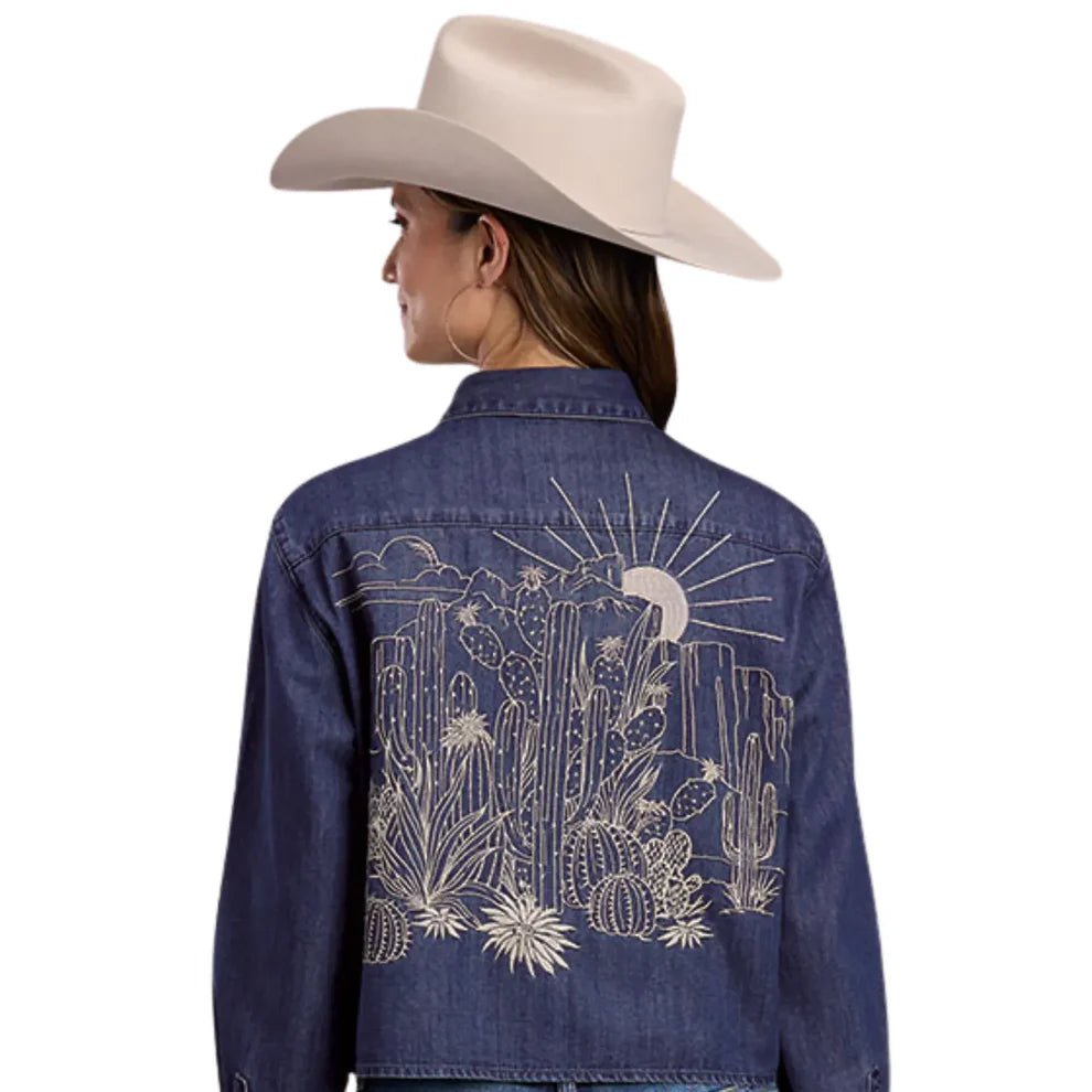 Stetson Women's Crop Shirt Denim - Blue