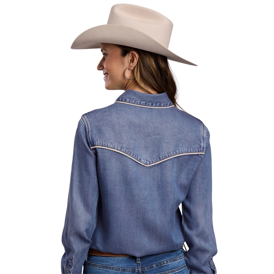 Stetson Women's Piped Denim Snap Shirt - Blue