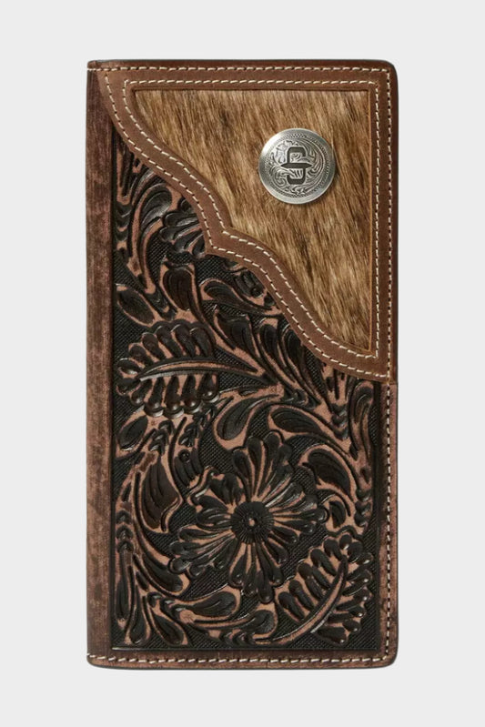 Stetson Vintage Brown Hair On Tooled - Accessories Wallet