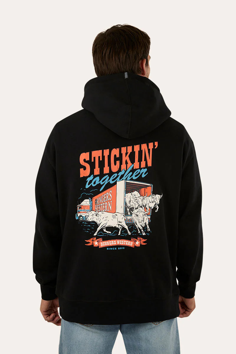 Ringers Western Mens Stickin Together Pullover Hoodie - Black