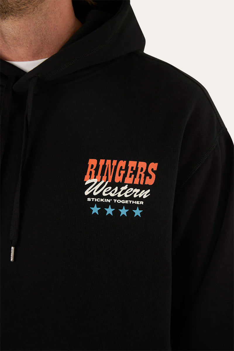 Ringers Western Mens Stickin Together Pullover Hoodie - Black
