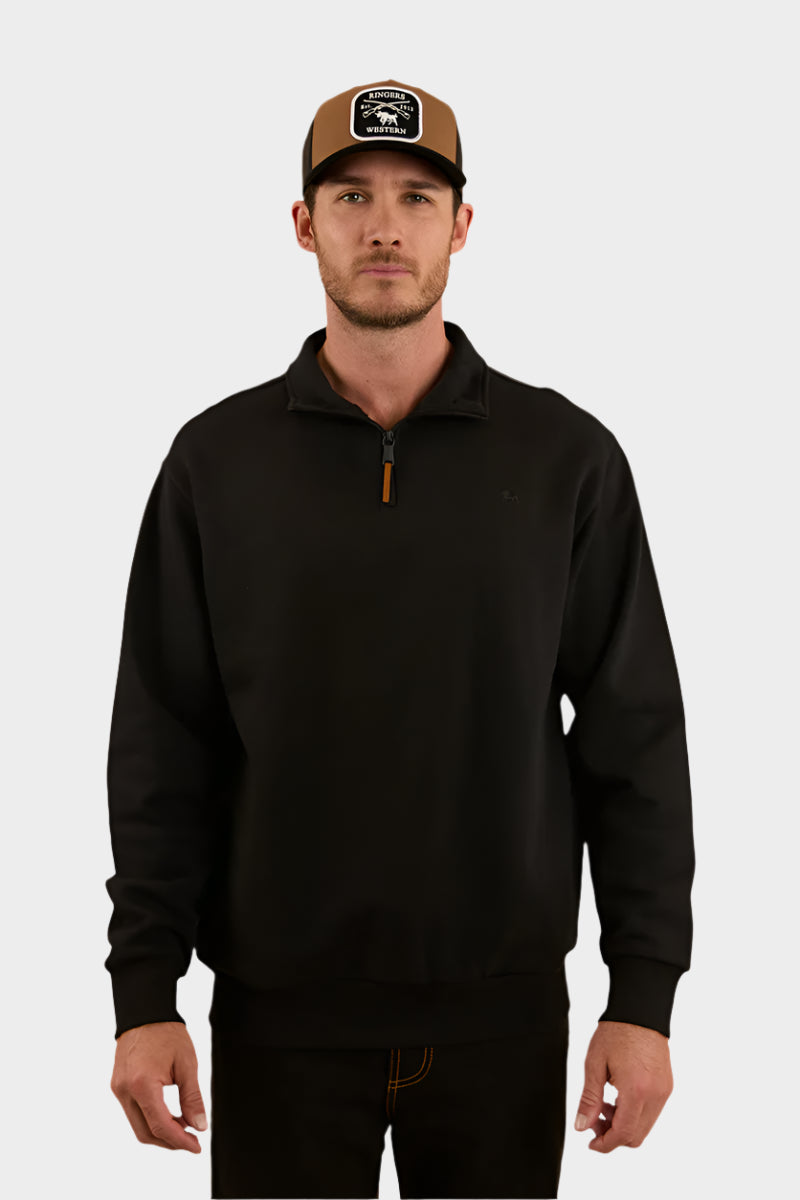 Ringers  Mens Western Strand 1/4 Zip Crew - Black