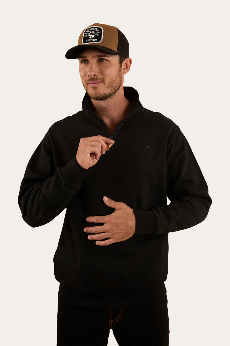 Ringers  Mens Western Strand 1/4 Zip Crew - Black