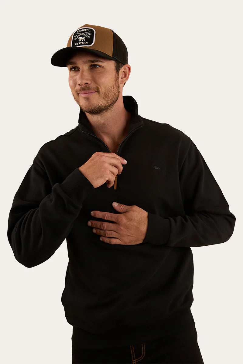 Ringers  Mens Western Strand 1/4 Zip Crew - Black