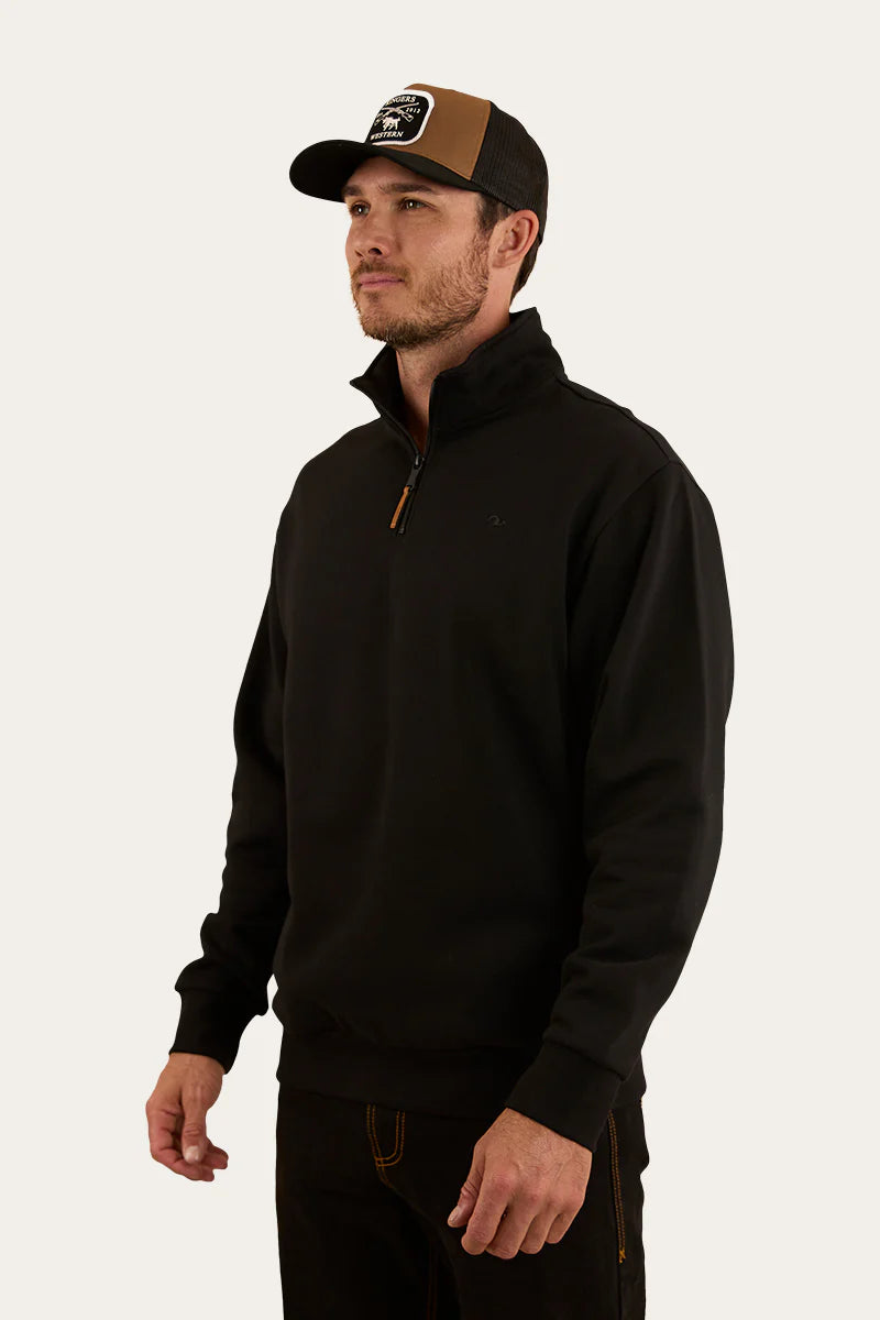 Ringers  Mens Western Strand 1/4 Zip Crew - Black