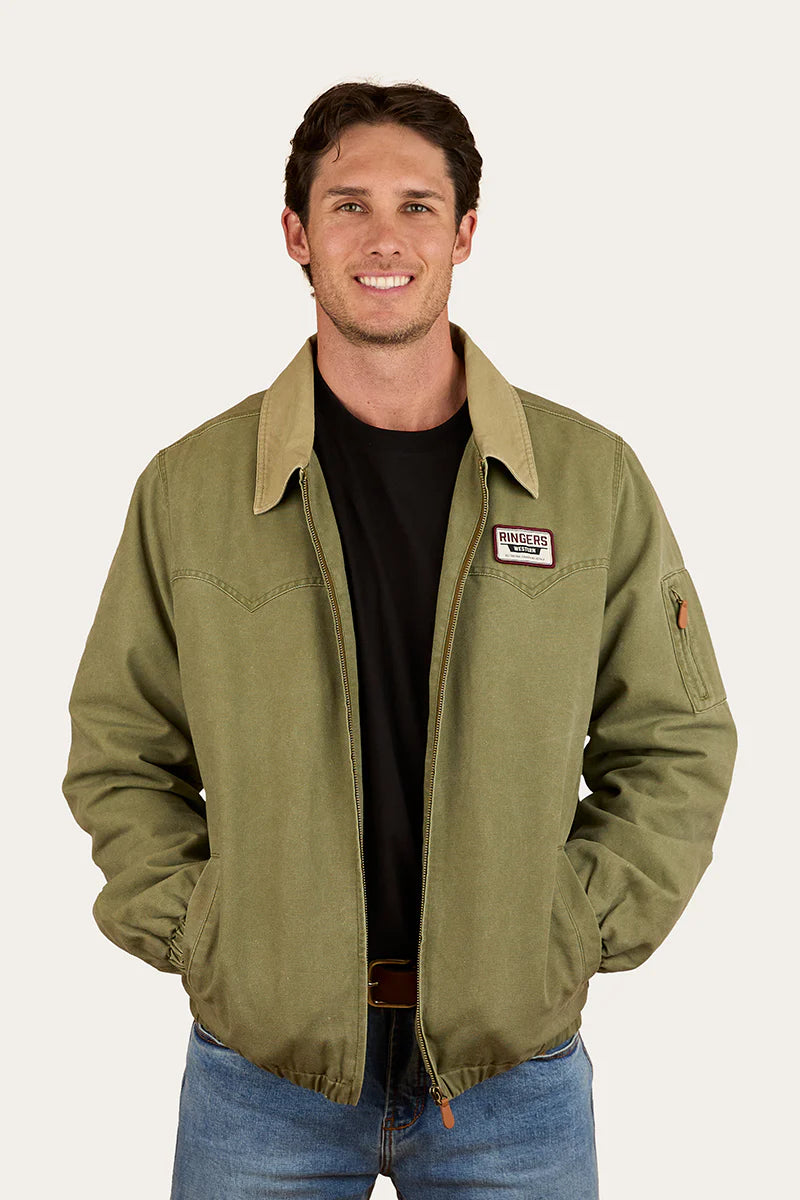 Ringers Western Mens Suffolk Western Bomber Jacket - Military Green