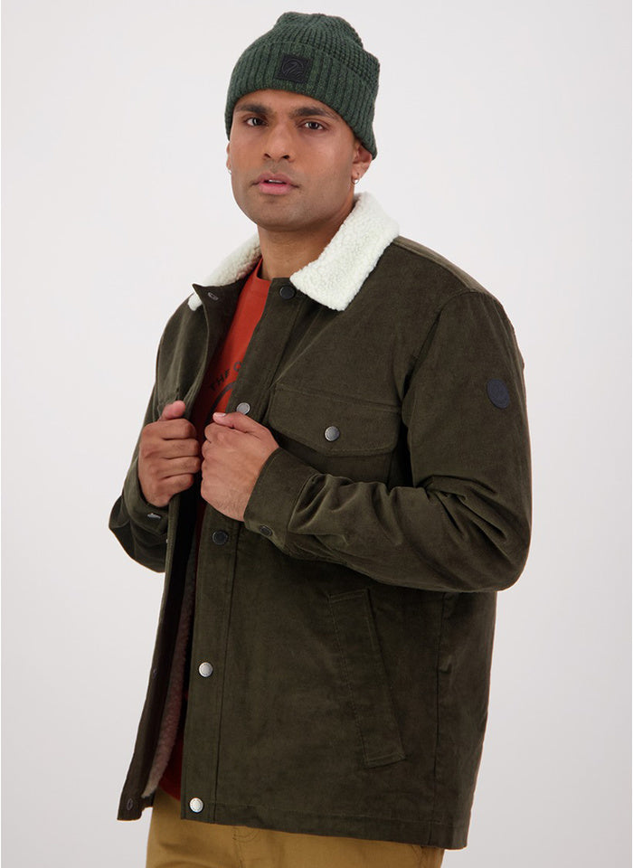 Swanndri Men's Kaituna Sherpa Lined Corduroy Jacket (Olive)