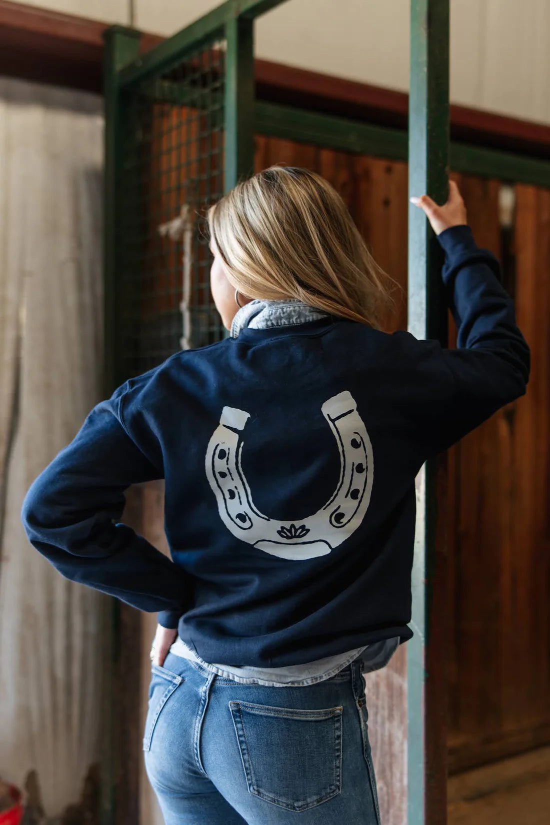 Ali Dee Heritage Horseshoe Pullover Sweatshirt - Navy