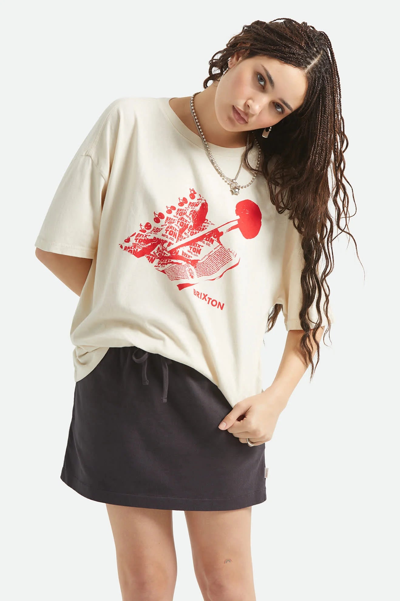 Brixton Women's Sweet Treat Oversized Boyfriend T-Shirt - Whitecap