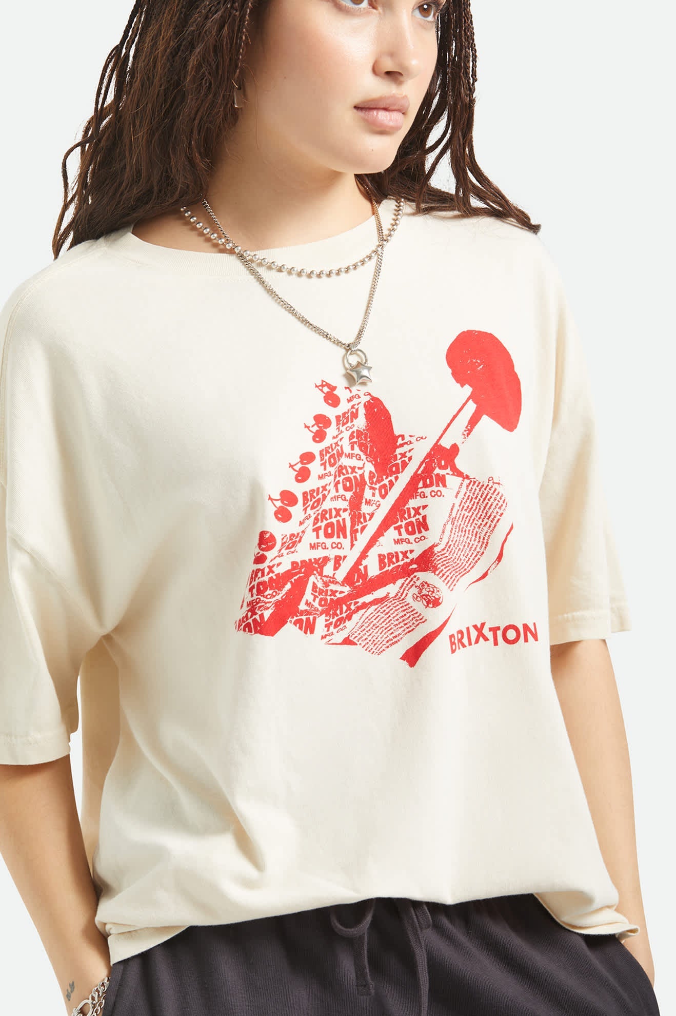 Brixton Women's Sweet Treat Oversized Boyfriend T-Shirt - Whitecap