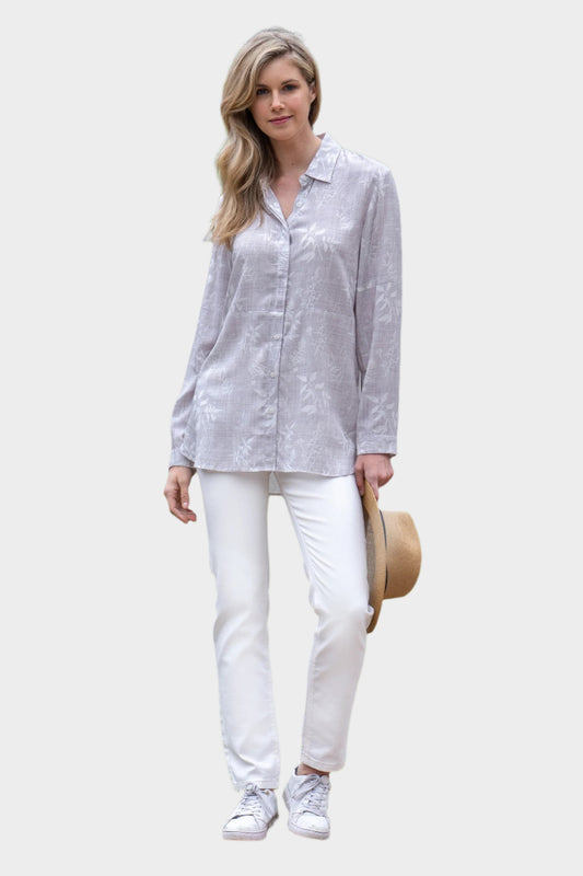 Thomas Cook Women's Jo Long Line Long Sleeve Shirt (Silver)