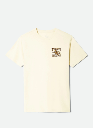 Brixton Men's Barquero Short Sleeve Standard T-Shirt - Cream