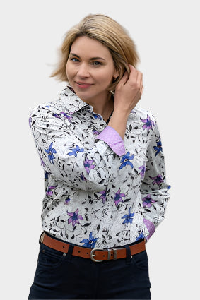 THOMAS COOK WOMENS AURORA L/S SHIRT (WHITE/MULTI-COLOURED)
