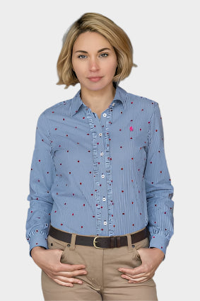 THOMAS COOK WOMENS ALEX L/S SHIRT (NAVY/BERRY)