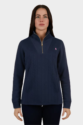 THOMAS COOK WOMENS ABBY 1/4 ZIP RUGBY (NAVY)