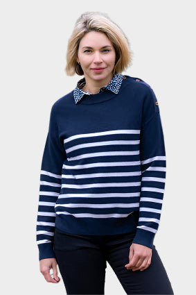 THOMAS COOK WOMENS COLETTE JUMPER (NAVY/WHITE)