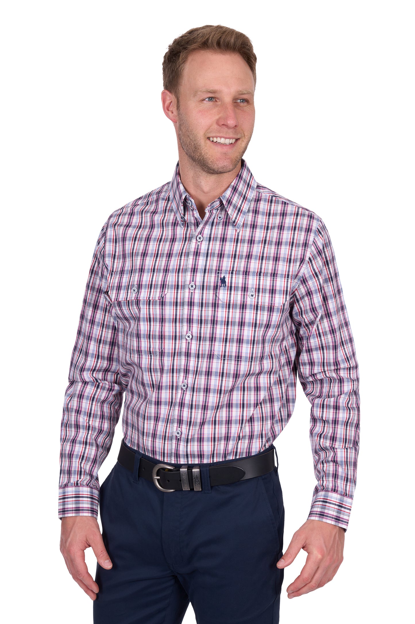 Thomas Cook Men's Jeff 2Pkt Ls Shirt - Navy/Red