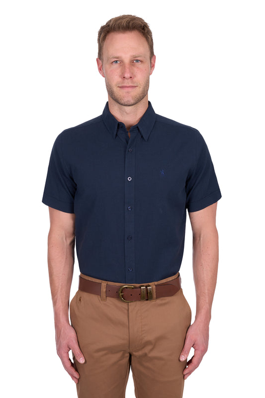 Thomas Cook Men's Roger Linen Ss Shirt - Navy