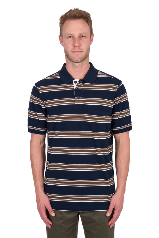 Thomas Cook Men's Anthony 1Pkt Ss Polo - Navy/Dark Tan