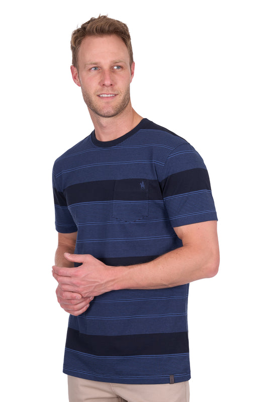 Thomas Cook Men's Edward 1Pkt Ss Tee - Navy/Blue Ocean