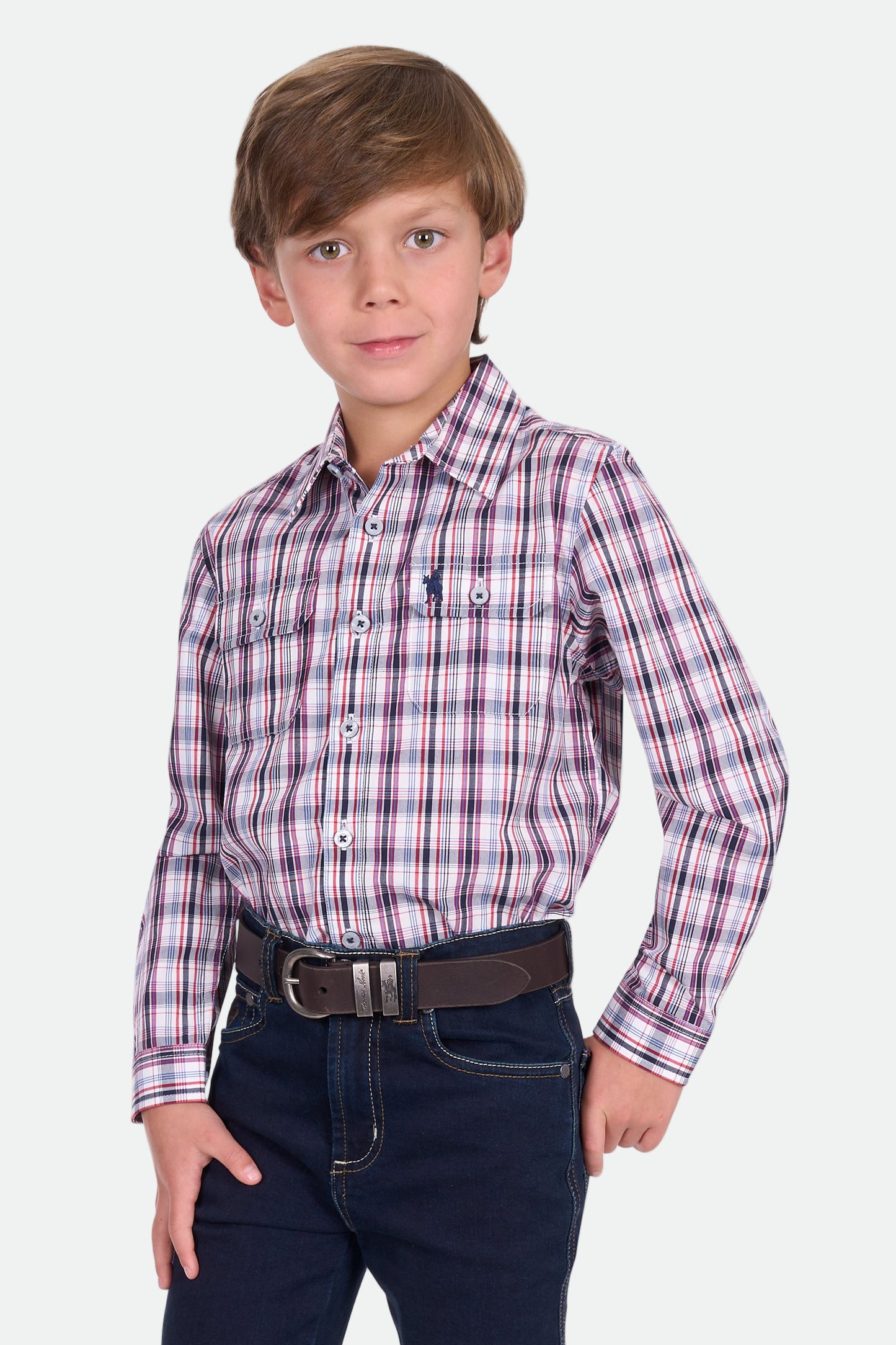 Thomas Cook Boy's Jeff 2Pkt Ls Shirt - Navy/Red