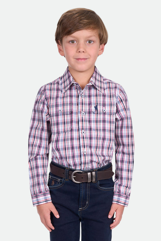 Thomas Cook Boy's Jeff 2Pkt Ls Shirt - Navy/Red