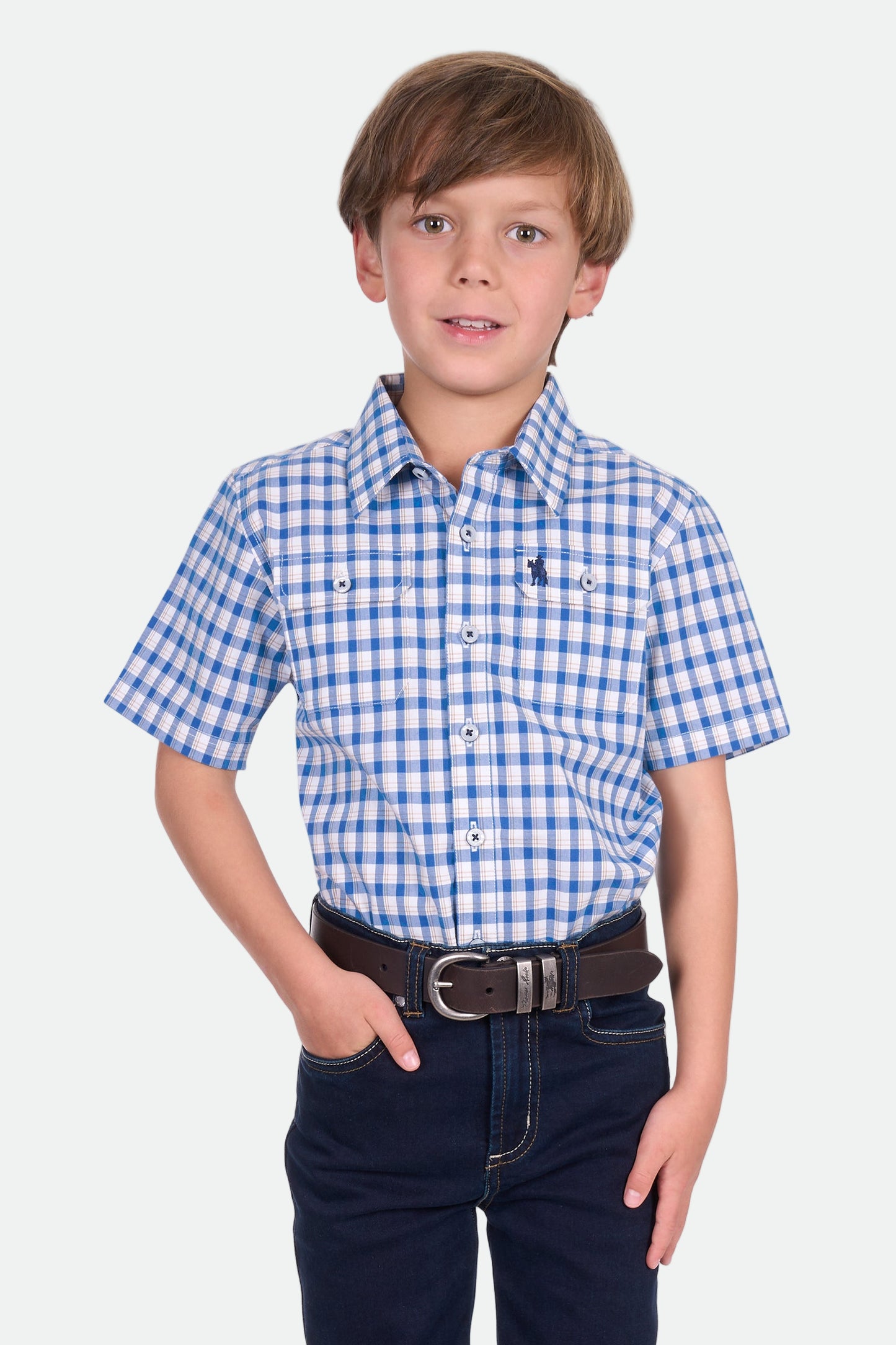 Thomas Cook Boy's Chris 2Pkt Ss Shirt - Blue/Tan