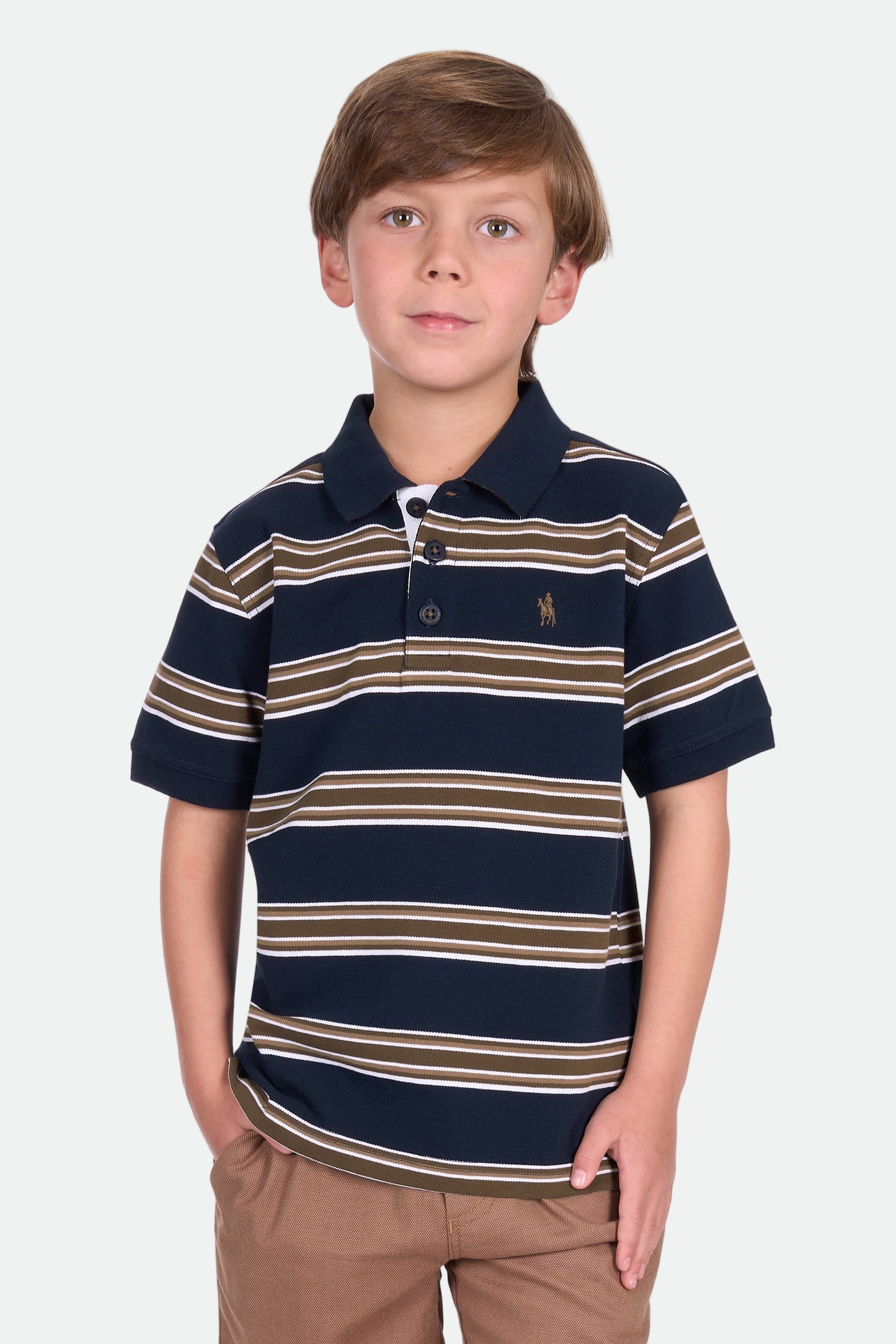 Thomas Cook Boy's Anthony Ss Polo - Navy/Dark Tan