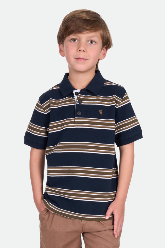 Thomas Cook Boy's Anthony Ss Polo - Navy/Dark Tan
