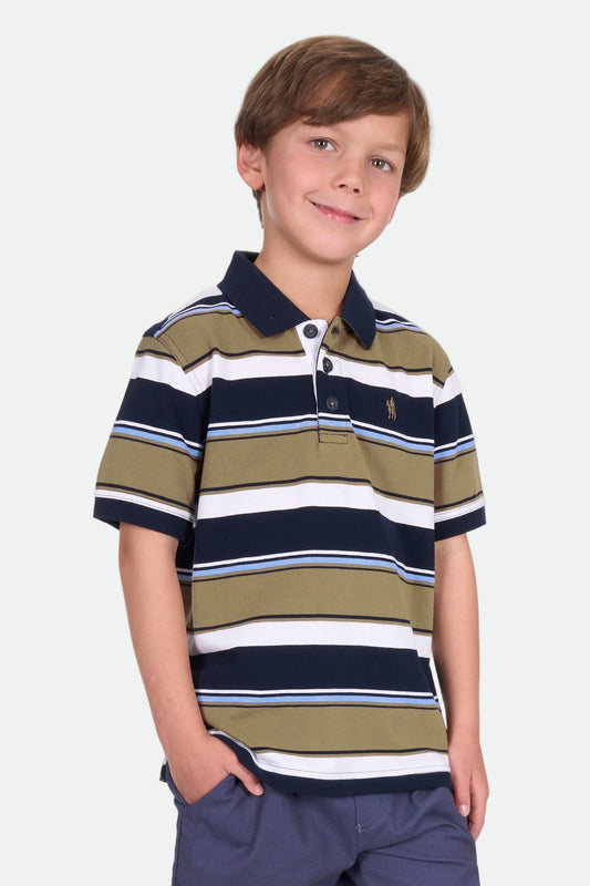 Thomas Cook Boy's Tim Ss Polo - Navy/Tan