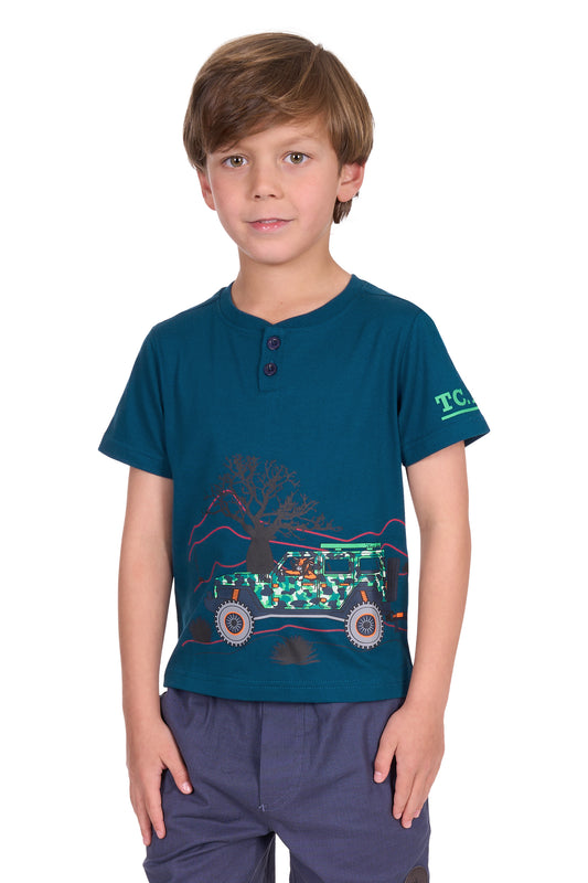 Thomas Cook Boy's Lucas Ss Henley Tee - Blue Ocean