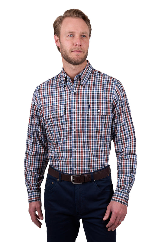 Thomas Cook Men's BEN 2PKT LS Shirt - Navy/Tan