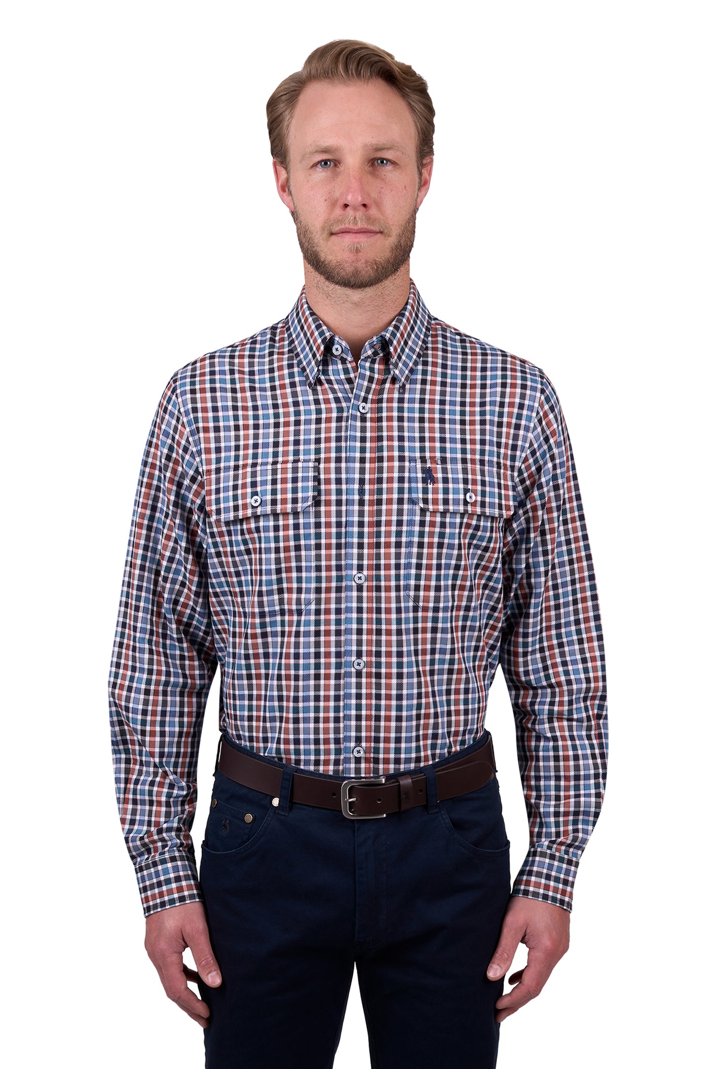 Thomas Cook Men's BEN 2PKT LS Shirt - Navy/Tan