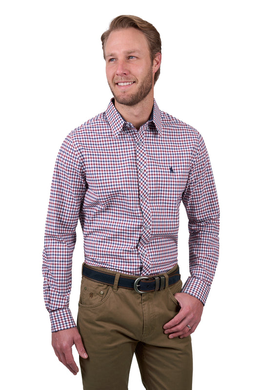 Thomas Cook Men's GEORGE TAILORED LS Shirt - Navy/Red