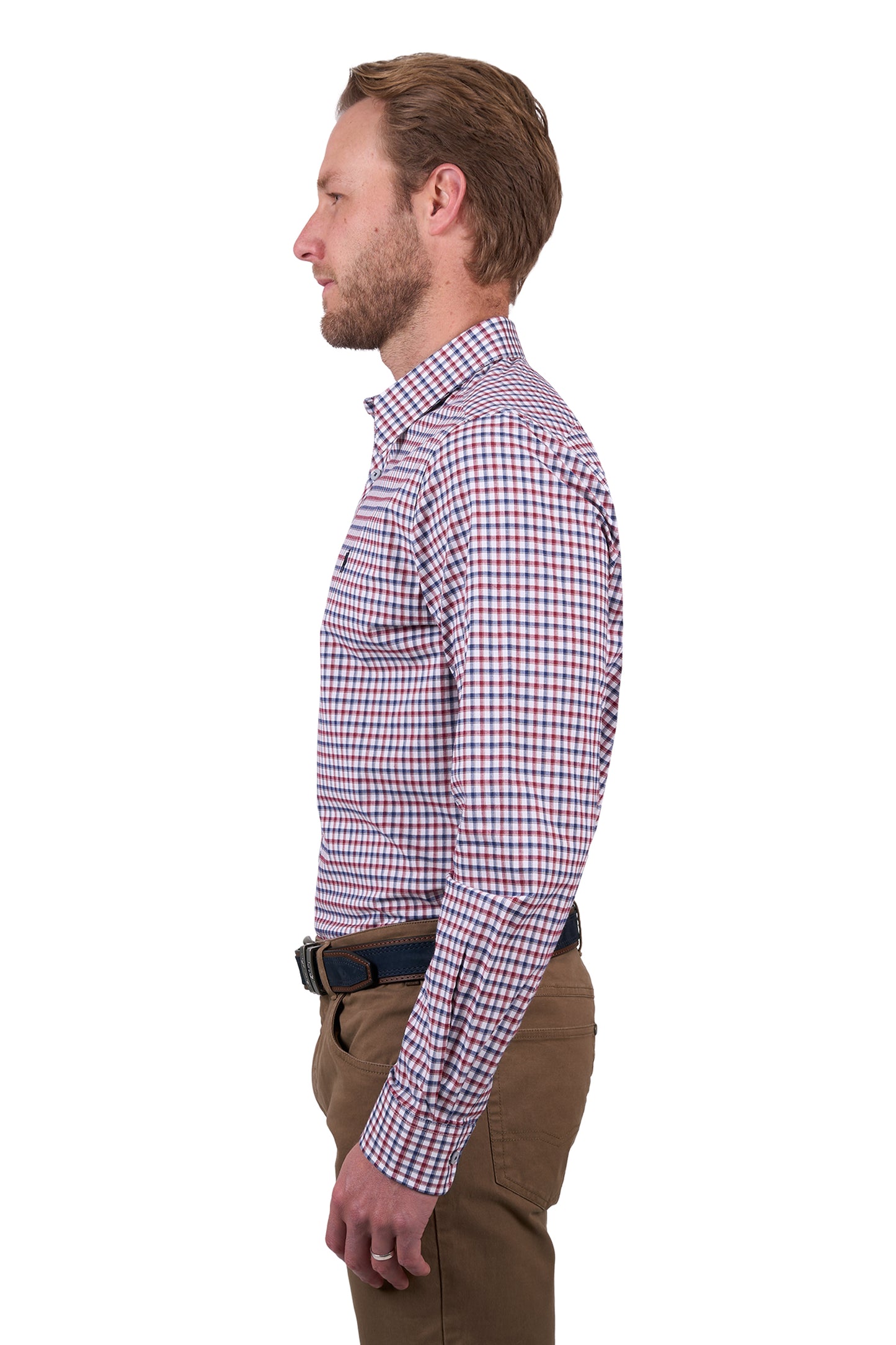 Thomas Cook Men's GEORGE TAILORED LS Shirt - Navy/Red- CLEARANCE