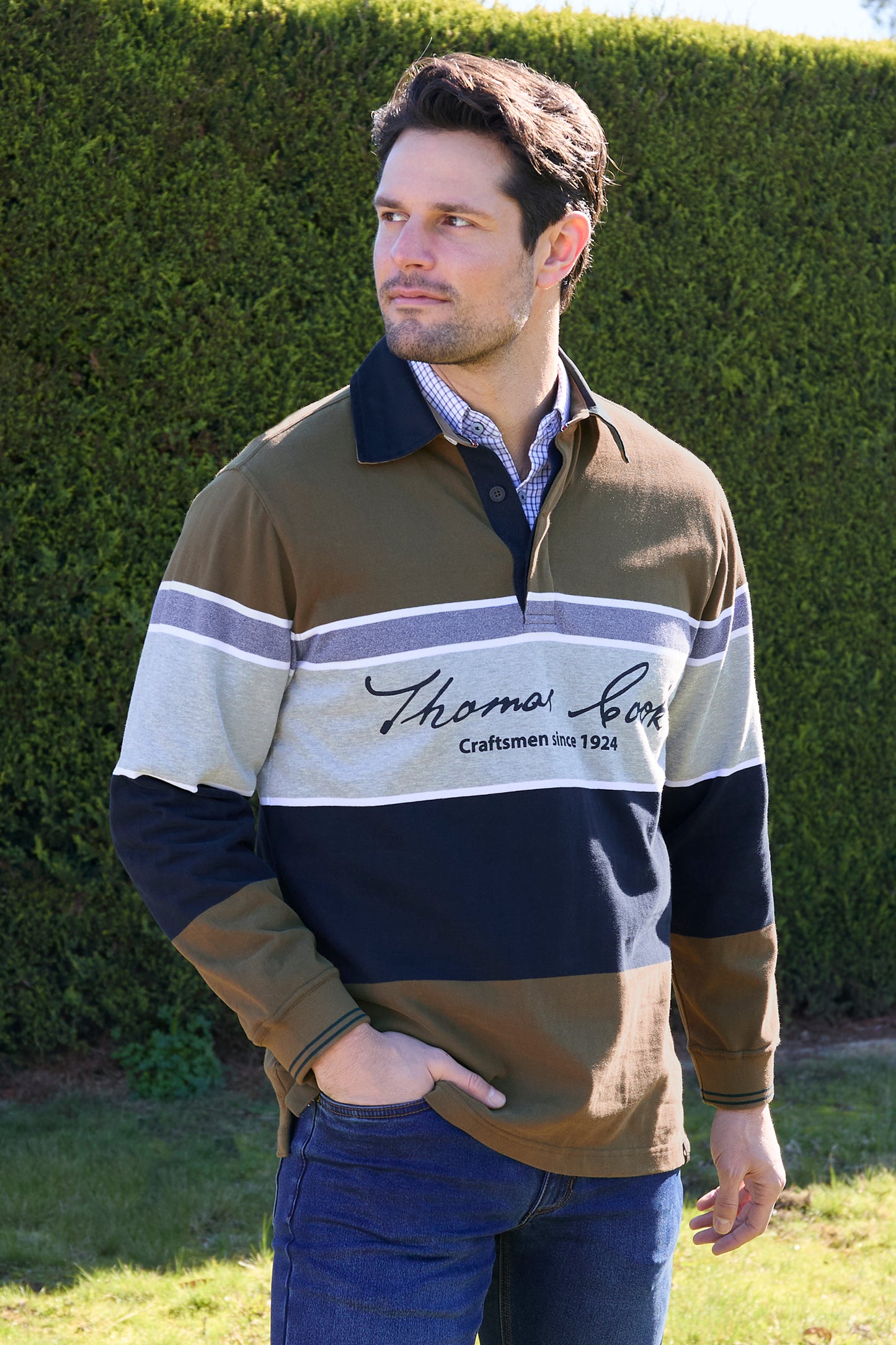 Thomas Cook Men's TOM RUGBY - DARK TAN/GREY MARLE