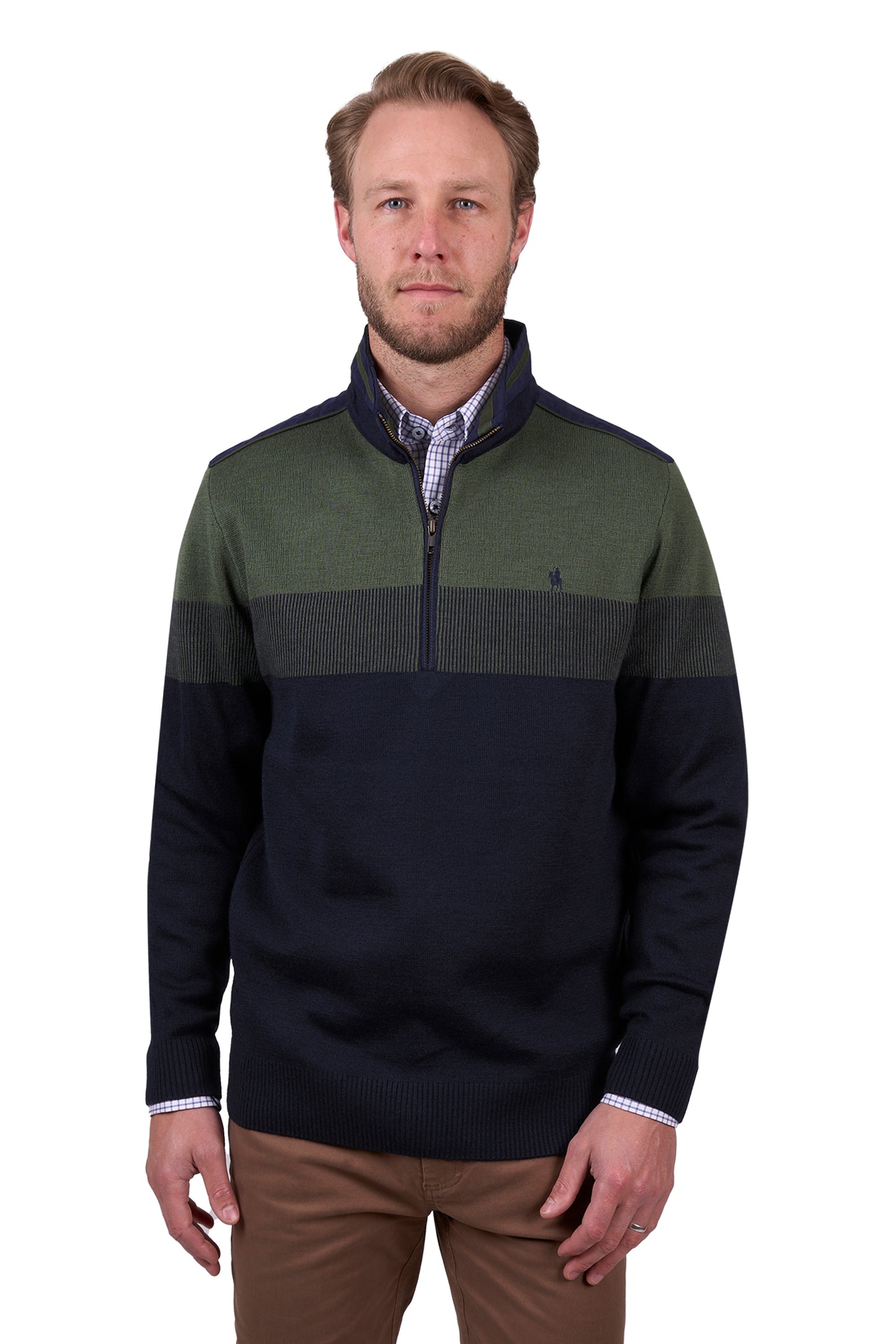 Thomas Cook Men's ROY 1/4 ZIP JUMPER - NAVY/DARK GREEN