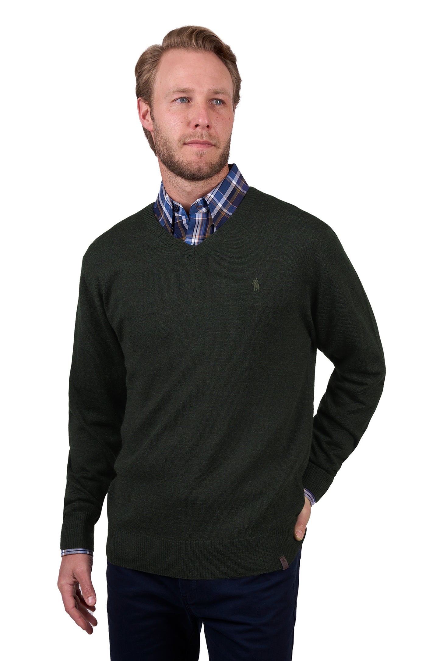 Thomas Cook Men's MATT V NECK JUMPER - OLIVE MARLE