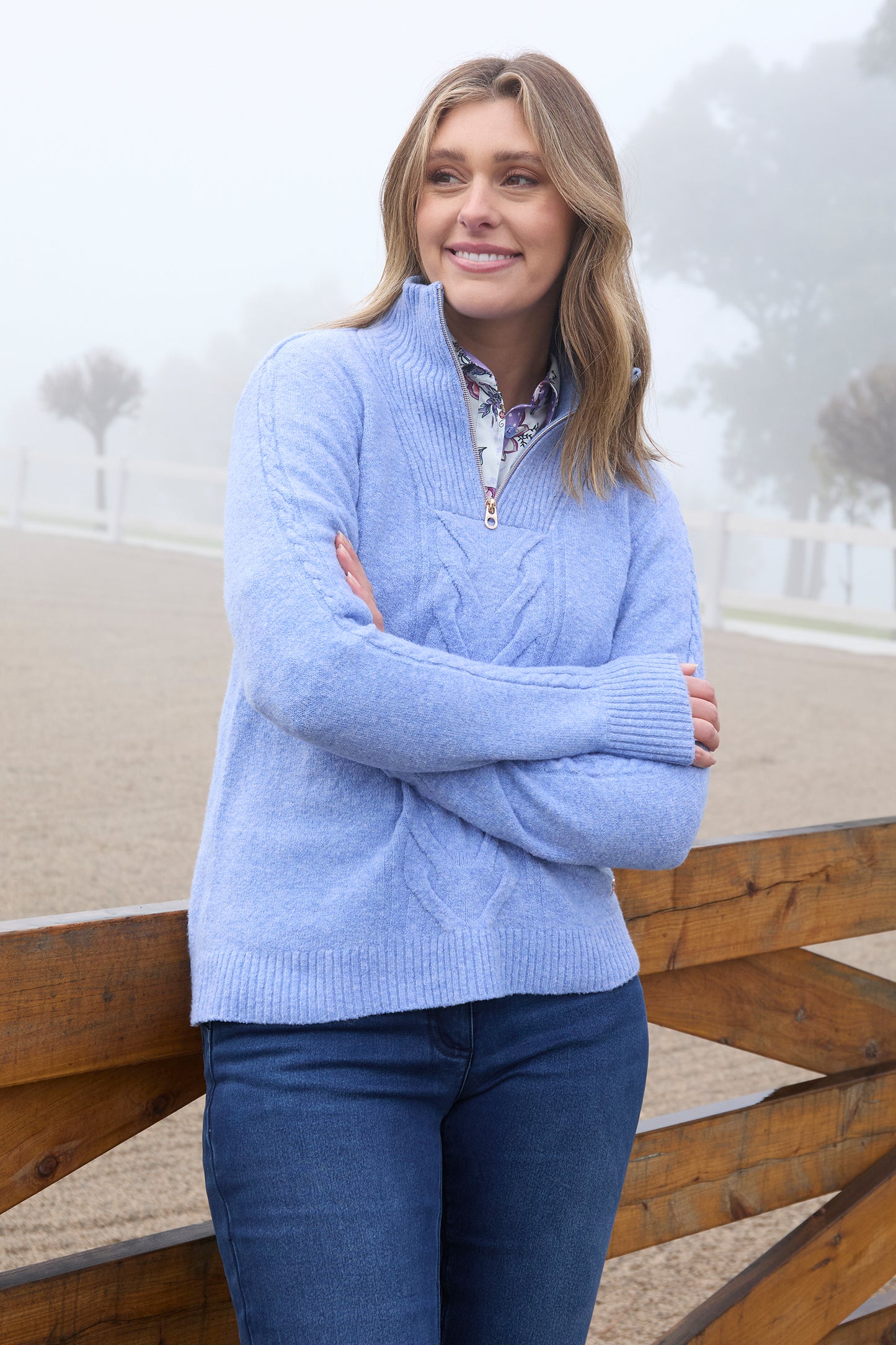 Thomas Cook Women's CLARA 1/4 ZIP JUMPER - Blue Marle