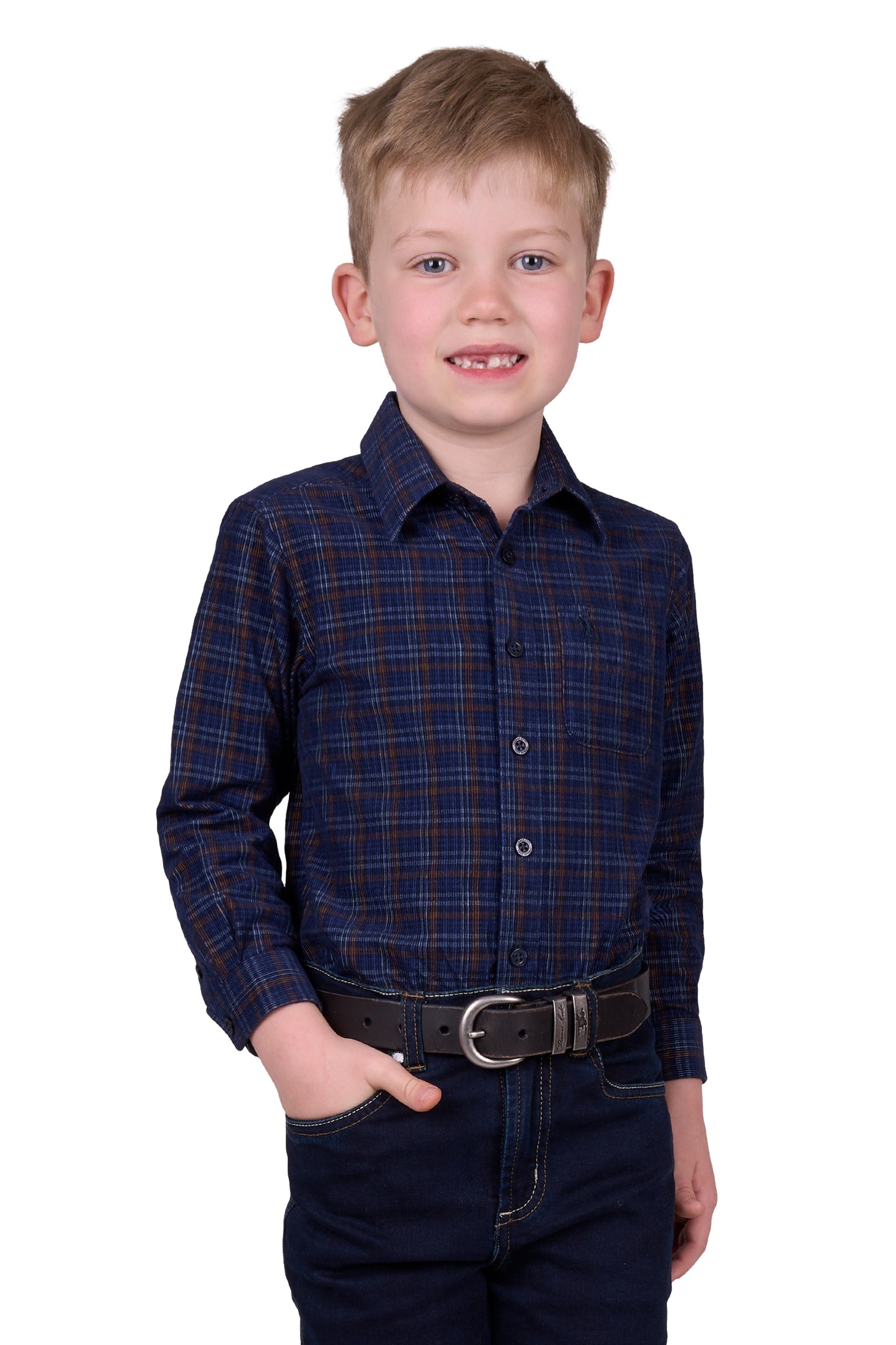Thomas Cook BOYS MAX THRML 1PKT LS SHIRT - NAVY/TAN