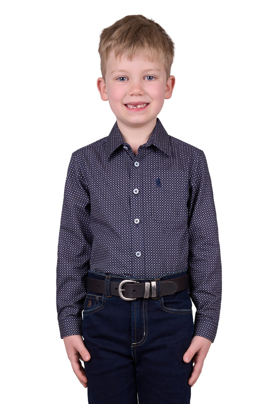 Thomas Cook BOYS ARLO 1PKT LS SHIRT - NAVY/TAN