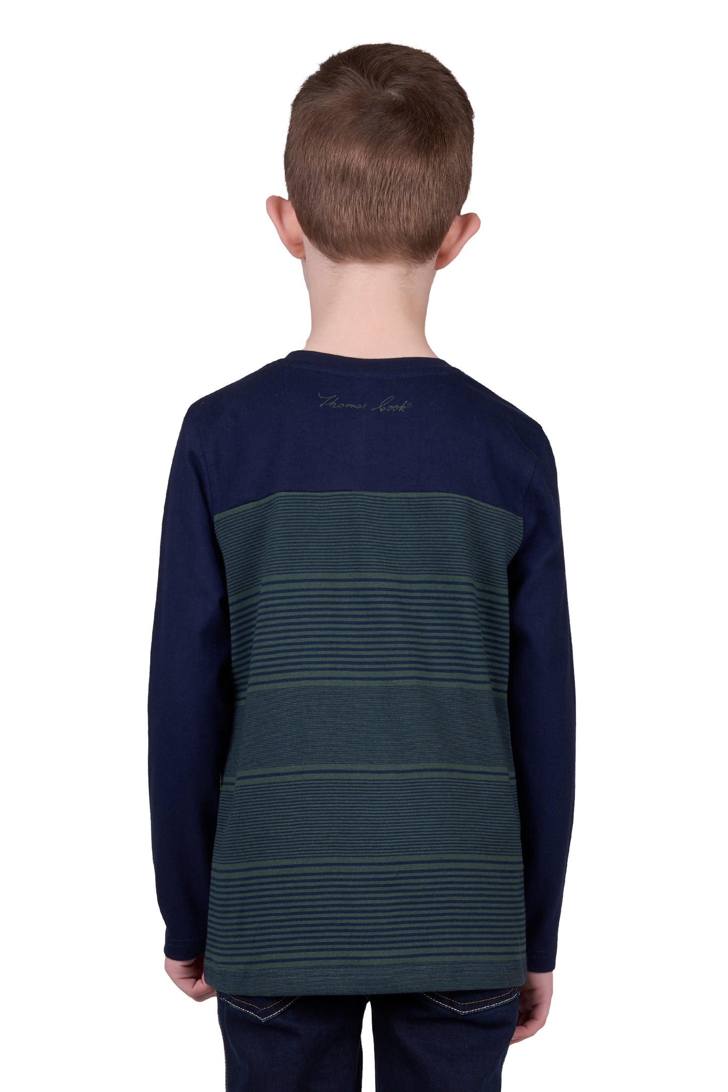 Thomas Cook BOYS BENNY HENLEY 1PKT LS TEE - NAVY/DARK GREEN