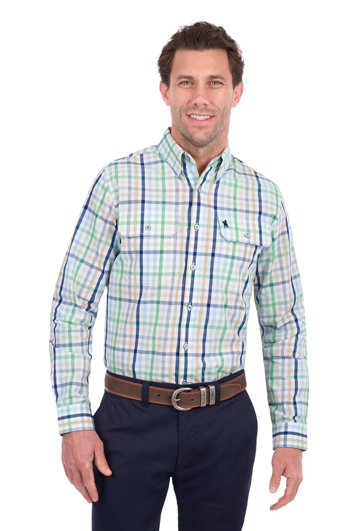 Thomas Cook Louie Men's 2 Pocket Long Sleeve Shirt – Green/Multi