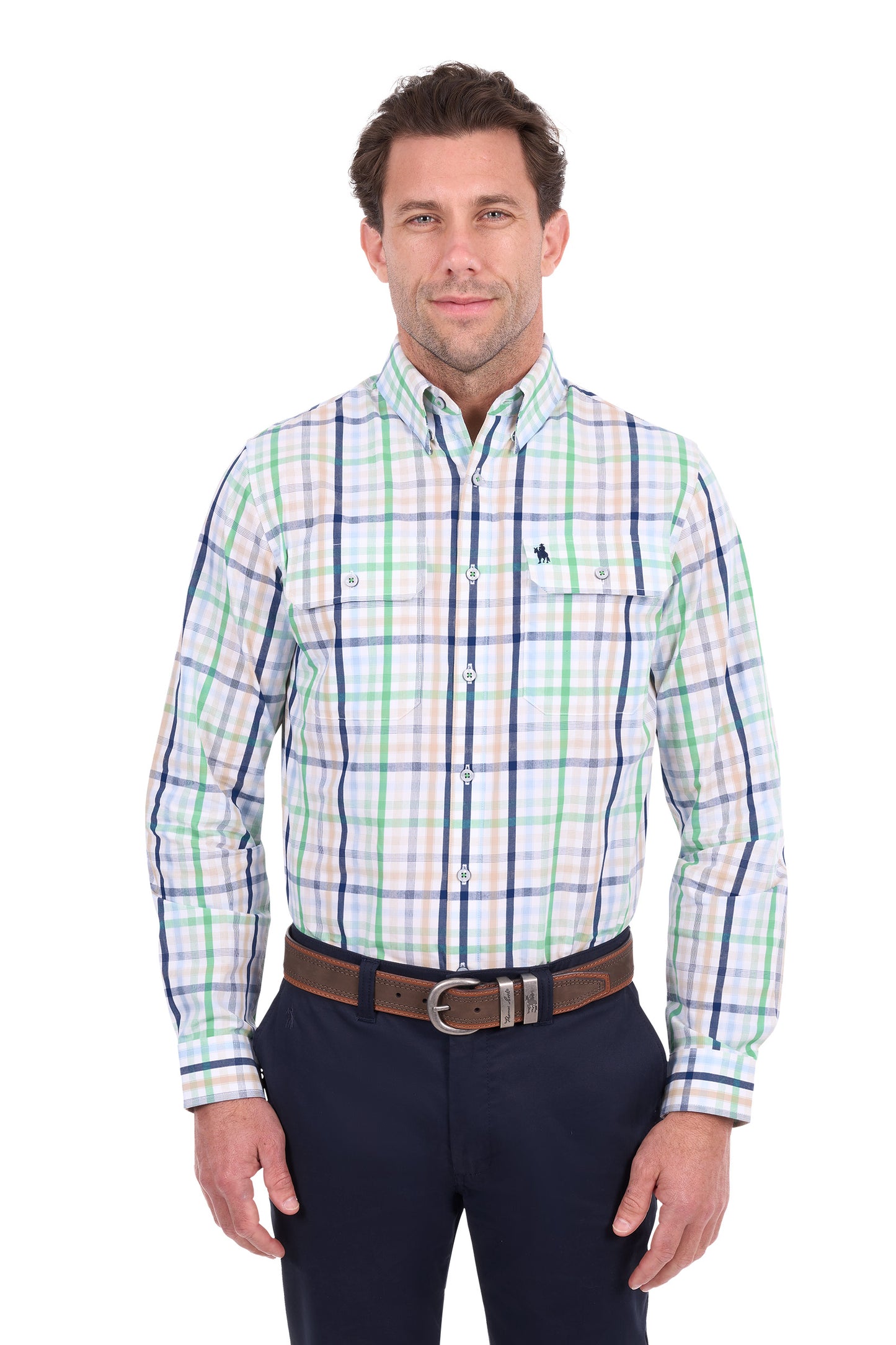 Thomas Cook Louie Men's 2 Pocket Long Sleeve Shirt – Green/Multi