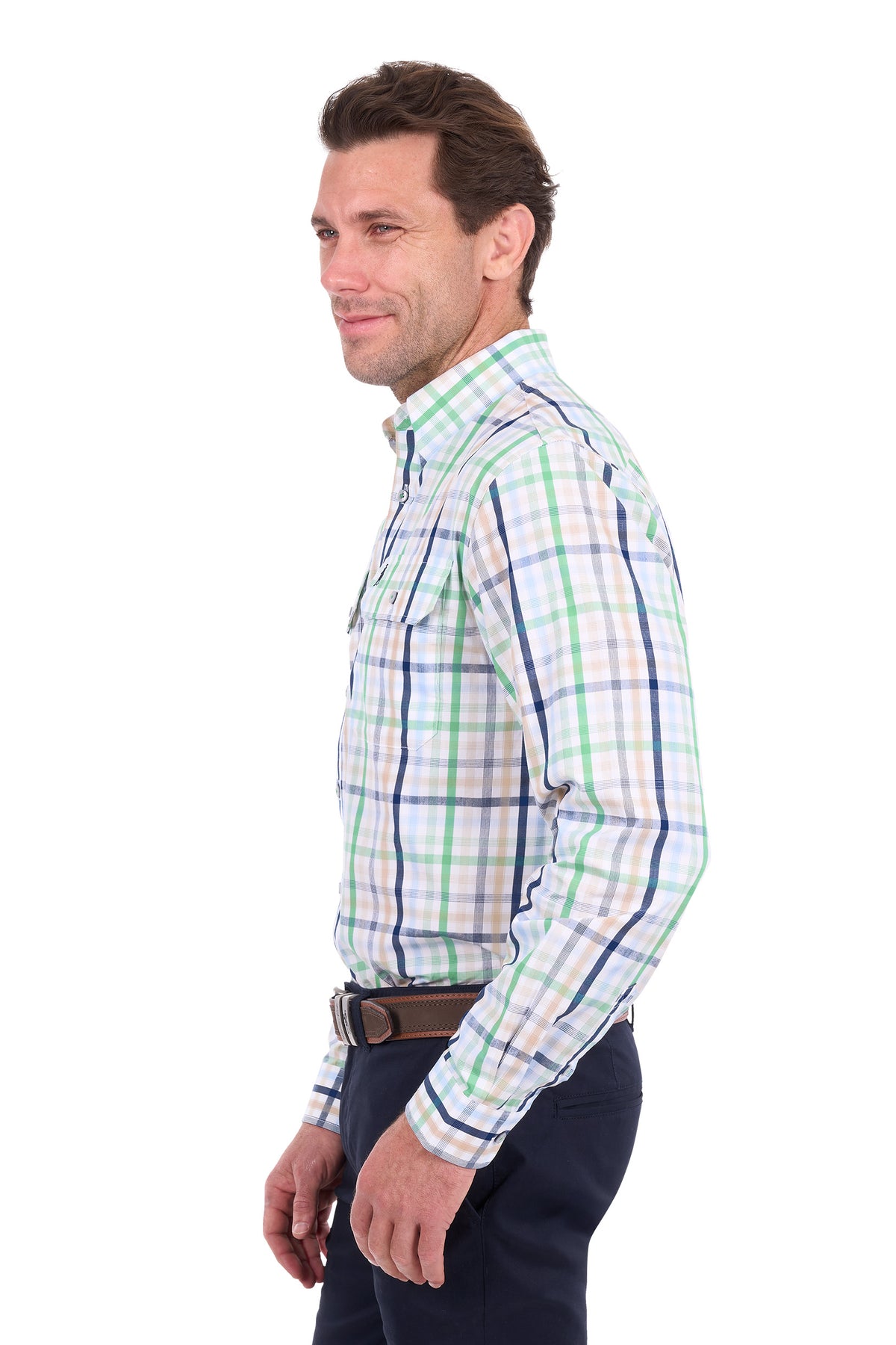 Thomas Cook Louie Men's 2 Pocket Long Sleeve Shirt – Green/Multi