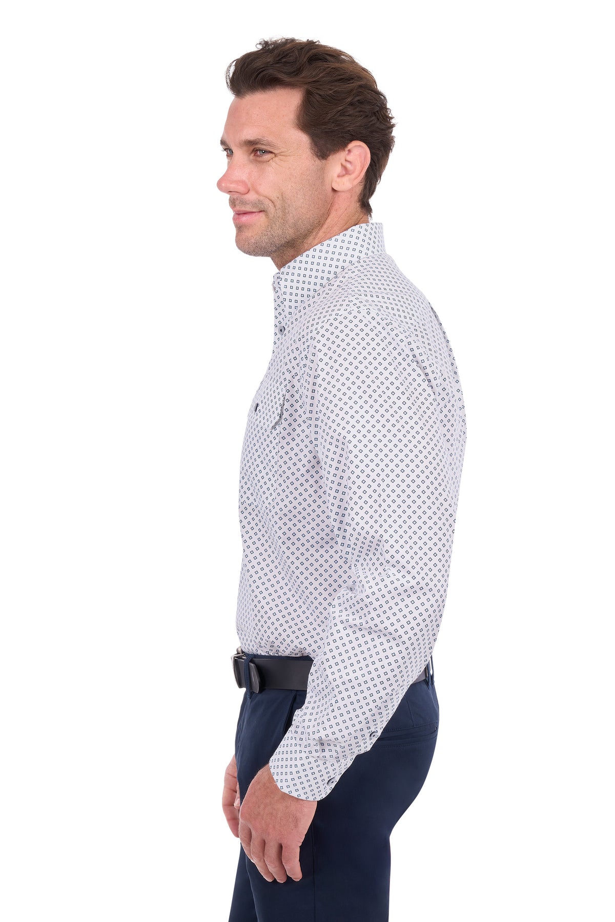 Thomas Cook Albie Men's 2 Pocket Long Sleeve Shirt – White/Navy