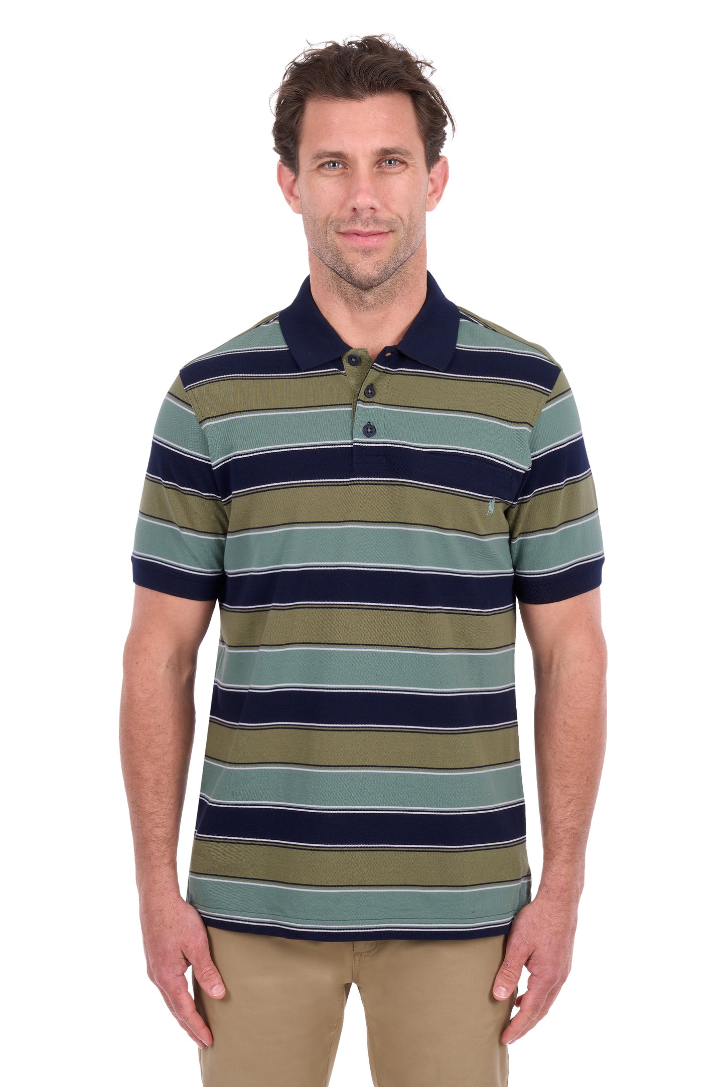 Thomas Cook Men's Lawrence 1 Pocket Short Sleeve Polo – Navy/Olive