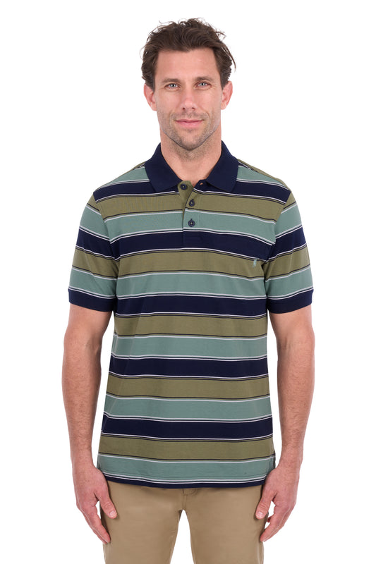 Thomas Cook Men's Lawrence 1 Pocket Short Sleeve Polo – Navy/Olive