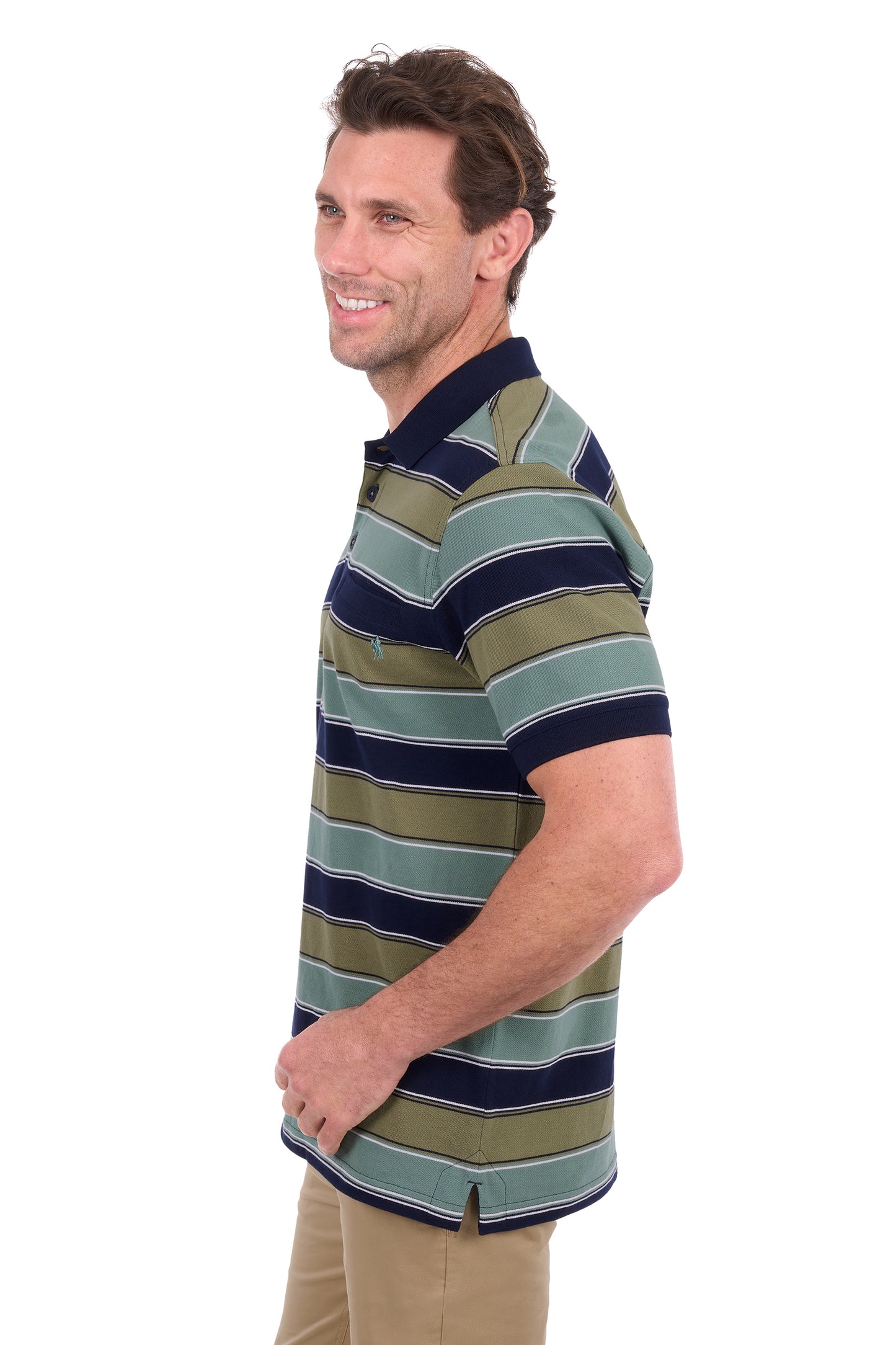 Thomas Cook Men's Lawrence 1 Pocket Short Sleeve Polo – Navy/Olive