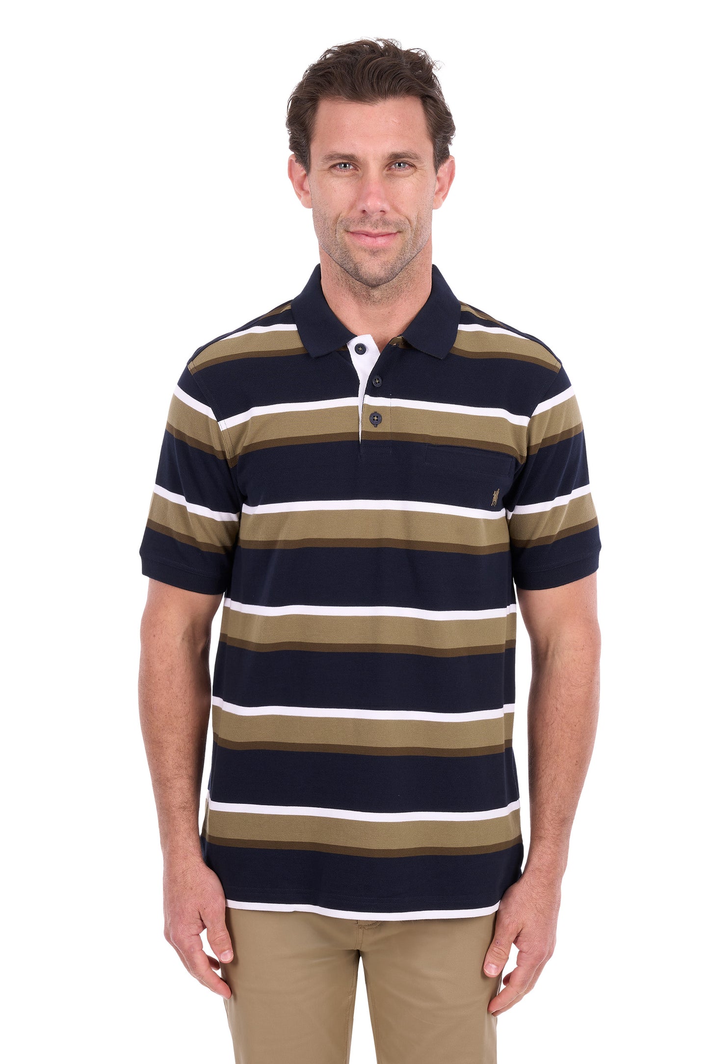 Thomas Cook Men's Vincent 1 Pocket Short Sleeve Polo – Navy/Tan